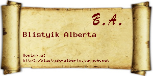Blistyik Alberta névjegykártya